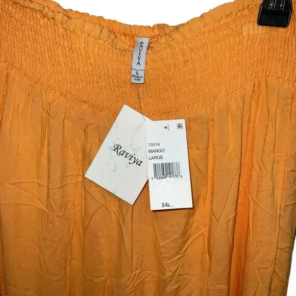 Raviya Women’s Smocked Waist Tiered Skirt Swimsuit Cover Up Orange Size L - Picture 3 of 3